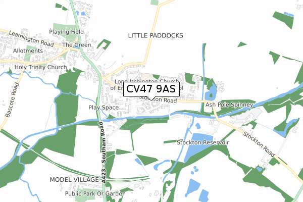 CV47 9AS map - small scale - OS Open Zoomstack (Ordnance Survey)