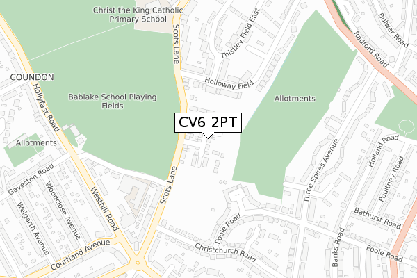 CV6 2PT map - large scale - OS Open Zoomstack (Ordnance Survey)