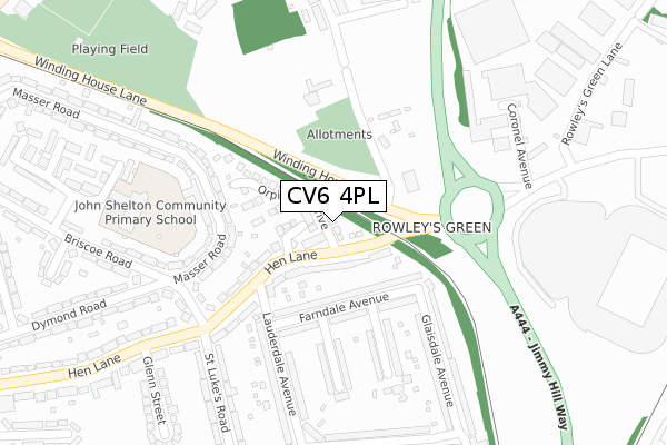 CV6 4PL map - large scale - OS Open Zoomstack (Ordnance Survey)