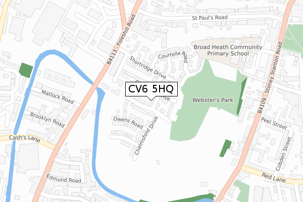 CV6 5HQ map - large scale - OS Open Zoomstack (Ordnance Survey)