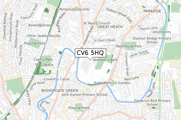 CV6 5HQ map - small scale - OS Open Zoomstack (Ordnance Survey)