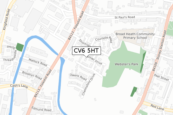 CV6 5HT map - large scale - OS Open Zoomstack (Ordnance Survey)