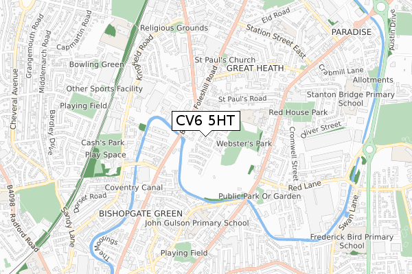 CV6 5HT map - small scale - OS Open Zoomstack (Ordnance Survey)