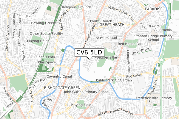 CV6 5LD map - small scale - OS Open Zoomstack (Ordnance Survey)