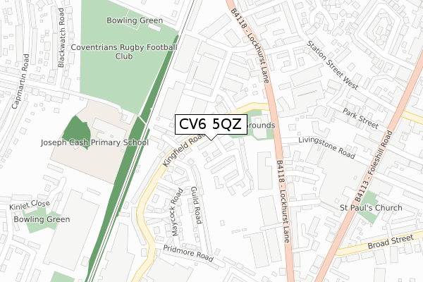 CV6 5QZ map - large scale - OS Open Zoomstack (Ordnance Survey)