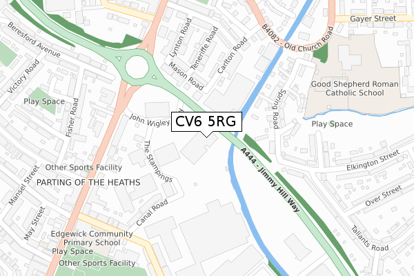 CV6 5RG map - large scale - OS Open Zoomstack (Ordnance Survey)