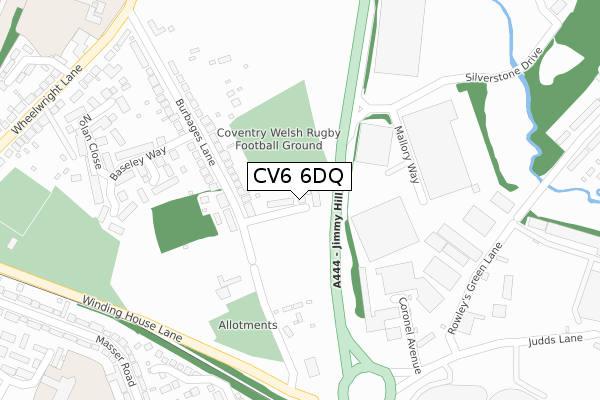 CV6 6DQ map - large scale - OS Open Zoomstack (Ordnance Survey)