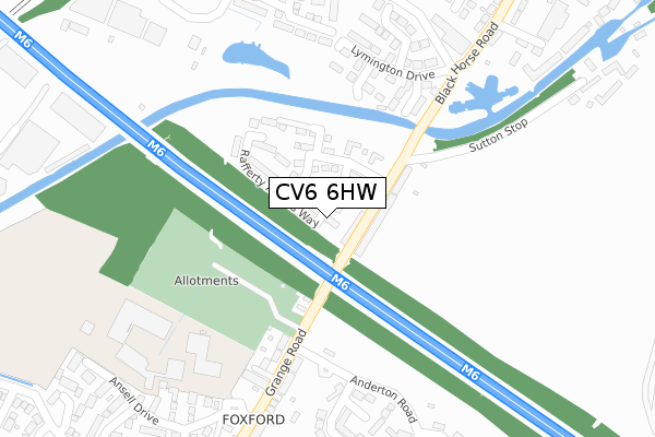 CV6 6HW map - large scale - OS Open Zoomstack (Ordnance Survey)