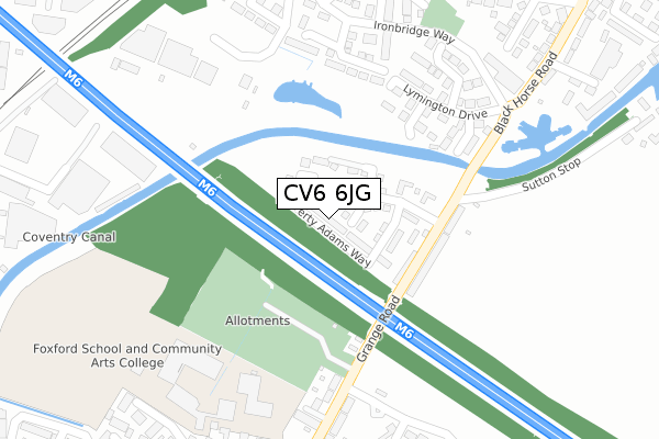 CV6 6JG map - large scale - OS Open Zoomstack (Ordnance Survey)
