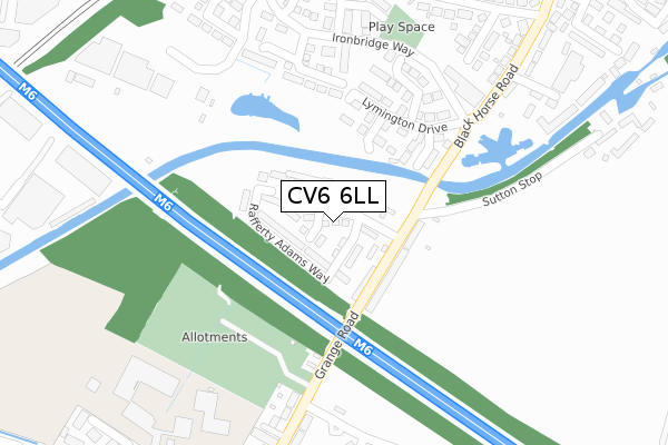 CV6 6LL map - large scale - OS Open Zoomstack (Ordnance Survey)