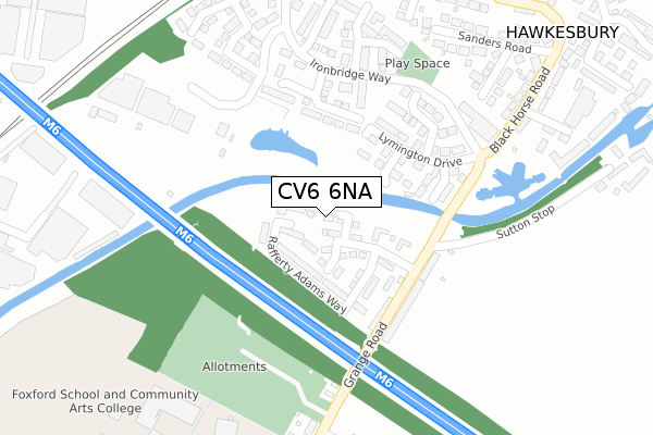 CV6 6NA map - large scale - OS Open Zoomstack (Ordnance Survey)