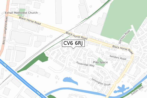 CV6 6RJ map - large scale - OS Open Zoomstack (Ordnance Survey)