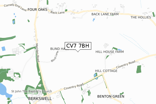 CV7 7BH map - small scale - OS Open Zoomstack (Ordnance Survey)