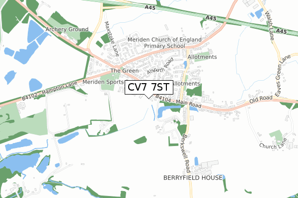 CV7 7ST map - small scale - OS Open Zoomstack (Ordnance Survey)