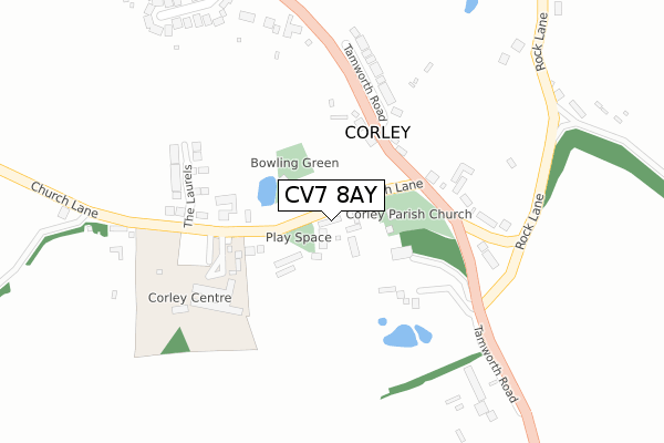 CV7 8AY map - large scale - OS Open Zoomstack (Ordnance Survey)