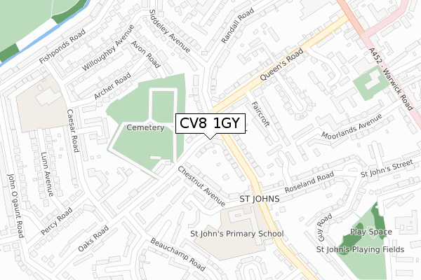 CV8 1GY map - large scale - OS Open Zoomstack (Ordnance Survey)