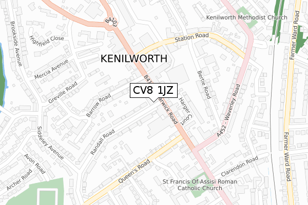 CV8 1JZ map - large scale - OS Open Zoomstack (Ordnance Survey)