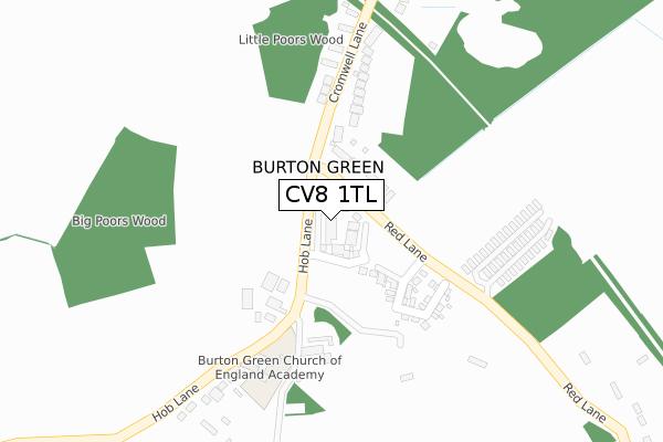 CV8 1TL map - large scale - OS Open Zoomstack (Ordnance Survey)