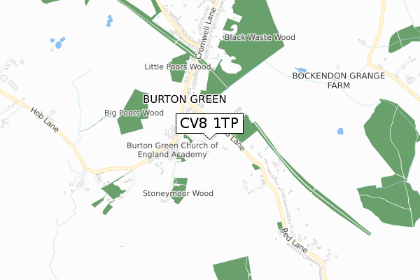 CV8 1TP map - small scale - OS Open Zoomstack (Ordnance Survey)