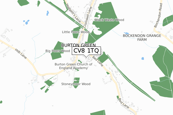 CV8 1TQ map - small scale - OS Open Zoomstack (Ordnance Survey)