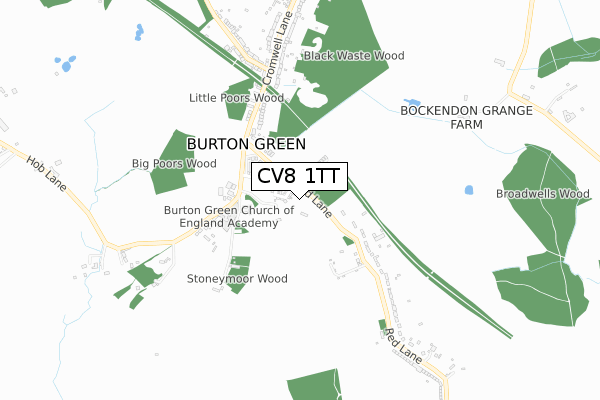 CV8 1TT map - small scale - OS Open Zoomstack (Ordnance Survey)