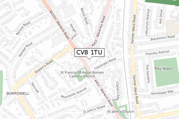 CV8 1TU map - large scale - OS Open Zoomstack (Ordnance Survey)