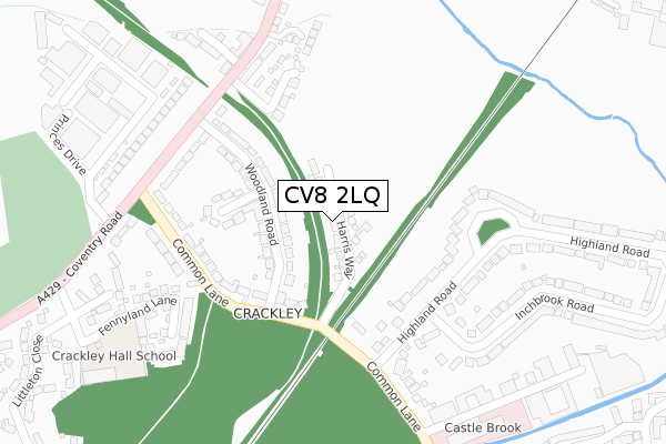 CV8 2LQ map - large scale - OS Open Zoomstack (Ordnance Survey)