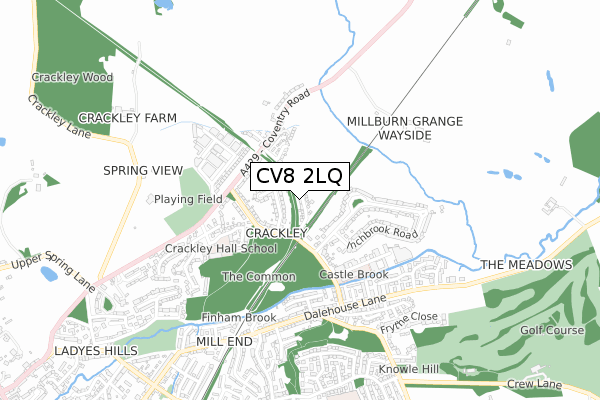 CV8 2LQ map - small scale - OS Open Zoomstack (Ordnance Survey)