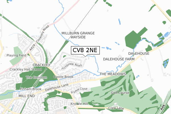 CV8 2NE map - small scale - OS Open Zoomstack (Ordnance Survey)