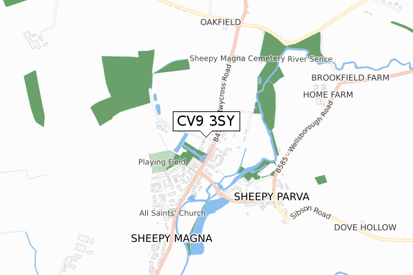 CV9 3SY map - small scale - OS Open Zoomstack (Ordnance Survey)