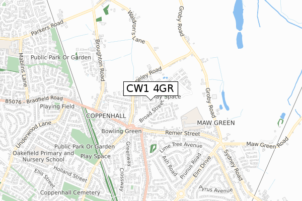 CW1 4GR map - small scale - OS Open Zoomstack (Ordnance Survey)