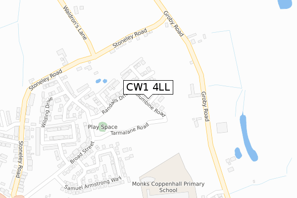 CW1 4LL map - large scale - OS Open Zoomstack (Ordnance Survey)