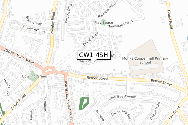 CW1 4SH map - large scale - OS Open Zoomstack (Ordnance Survey)