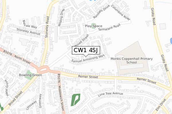 CW1 4SJ map - large scale - OS Open Zoomstack (Ordnance Survey)