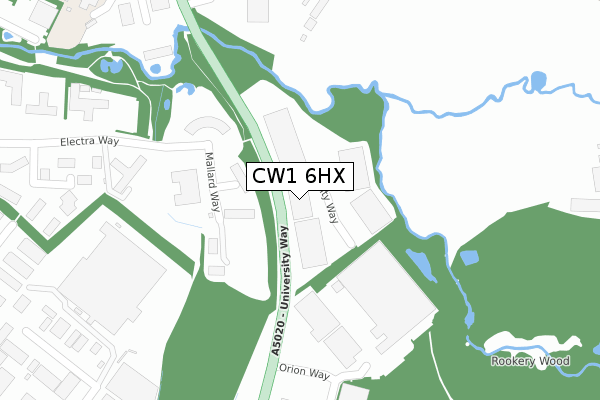 CW1 6HX map - large scale - OS Open Zoomstack (Ordnance Survey)