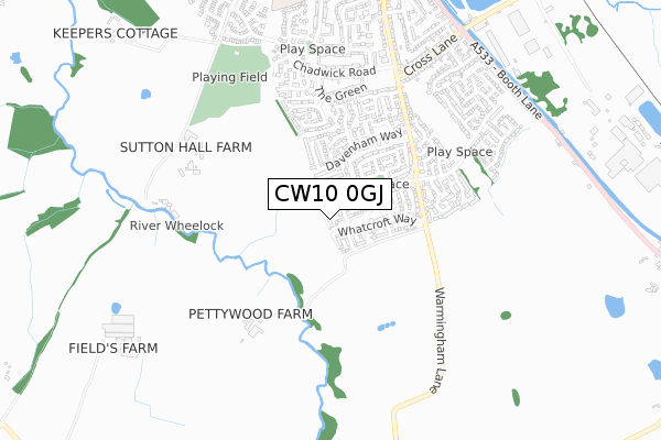 CW10 0GJ map - small scale - OS Open Zoomstack (Ordnance Survey)