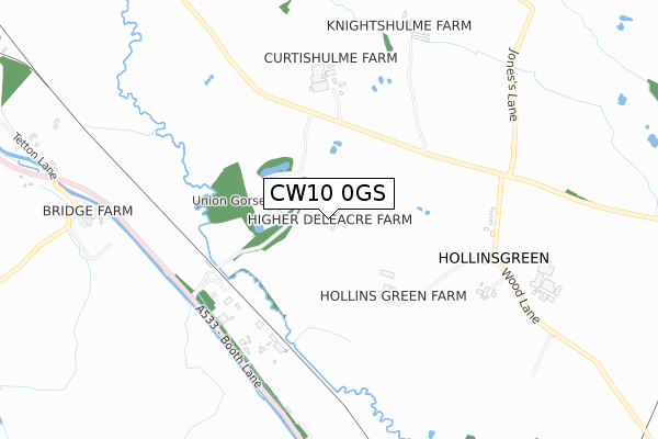 CW10 0GS map - small scale - OS Open Zoomstack (Ordnance Survey)