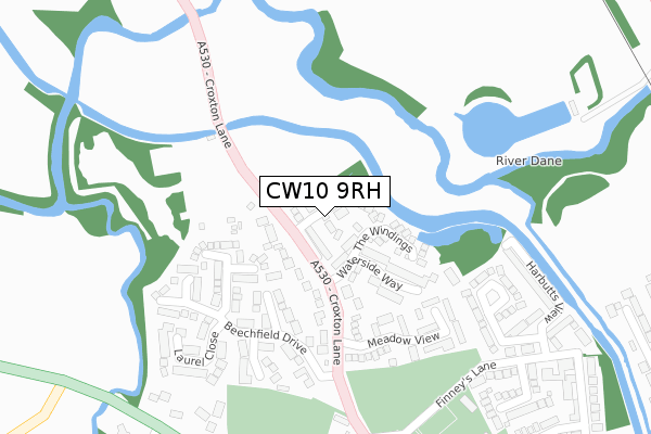 CW10 9RH map - large scale - OS Open Zoomstack (Ordnance Survey)