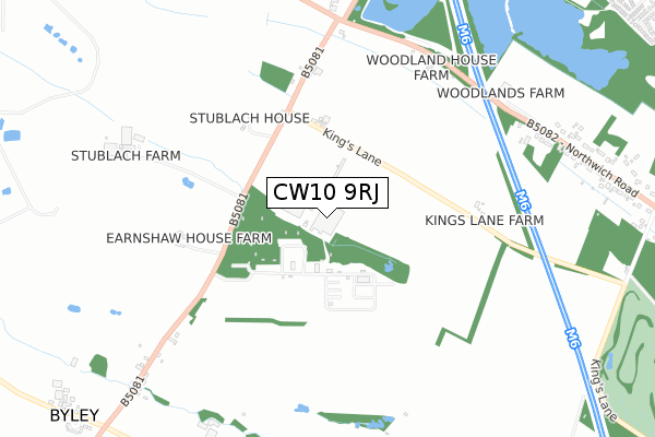 CW10 9RJ map - small scale - OS Open Zoomstack (Ordnance Survey)