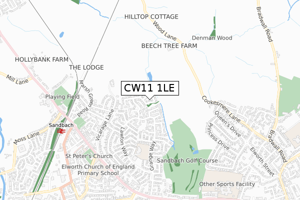 CW11 1LE map - small scale - OS Open Zoomstack (Ordnance Survey)