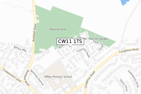 CW11 1TS map - large scale - OS Open Zoomstack (Ordnance Survey)