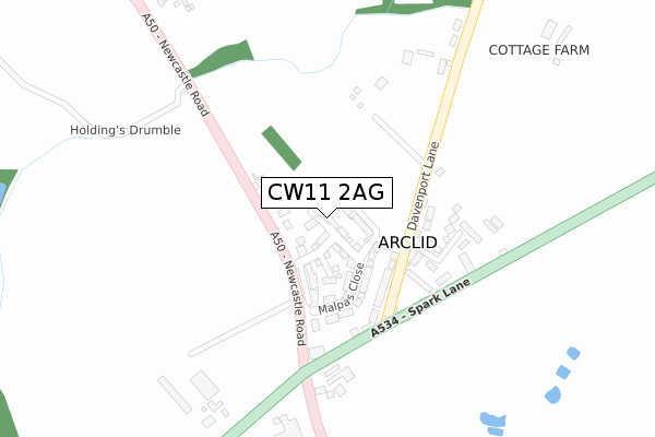 CW11 2AG map - large scale - OS Open Zoomstack (Ordnance Survey)