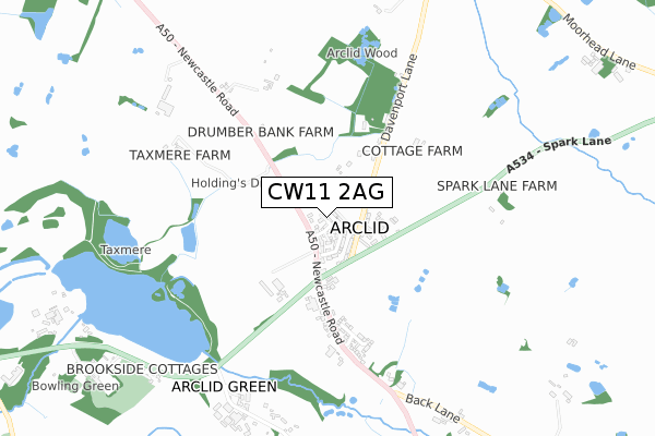 CW11 2AG map - small scale - OS Open Zoomstack (Ordnance Survey)