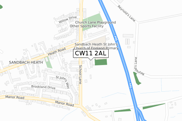 CW11 2AL map - large scale - OS Open Zoomstack (Ordnance Survey)