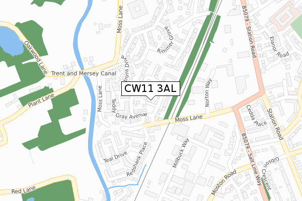 CW11 3AL map - large scale - OS Open Zoomstack (Ordnance Survey)