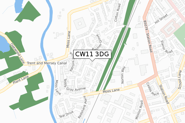 CW11 3DG map - large scale - OS Open Zoomstack (Ordnance Survey)