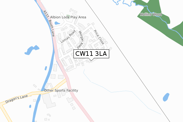 CW11 3LA map - large scale - OS Open Zoomstack (Ordnance Survey)