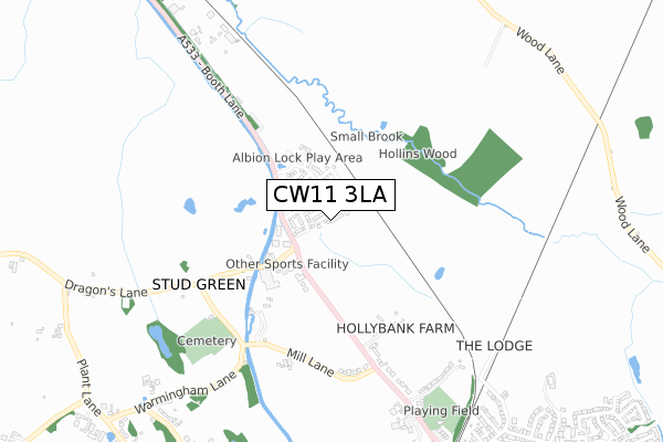 CW11 3LA map - small scale - OS Open Zoomstack (Ordnance Survey)