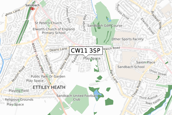 CW11 3SP map - small scale - OS Open Zoomstack (Ordnance Survey)