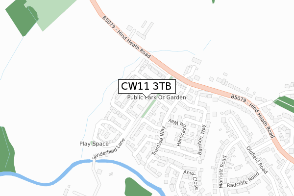 CW11 3TB map - large scale - OS Open Zoomstack (Ordnance Survey)